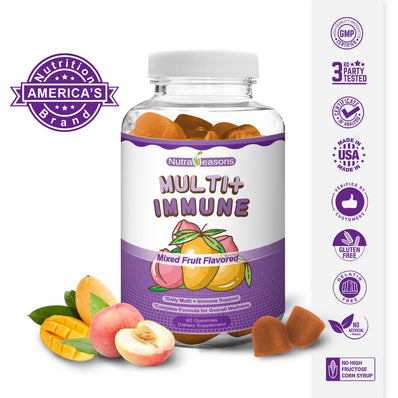 Multi + Immune Support Gummies, Berry, Mango and Peach Flavor
