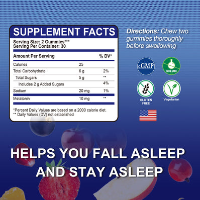 Melatonin Gummies, 10 mg per serving, Natural Berry Flavored