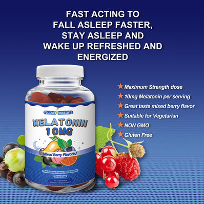 Melatonin Gummies, 10 mg per serving, Natural Berry Flavored
