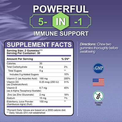 Sambucus Elderberry Immune Support Gummies – Natural Berry Flavor